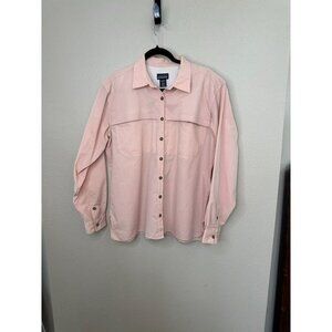Patagonia womens Pink Blouse Large long sleeve button up Polyester‎ collared